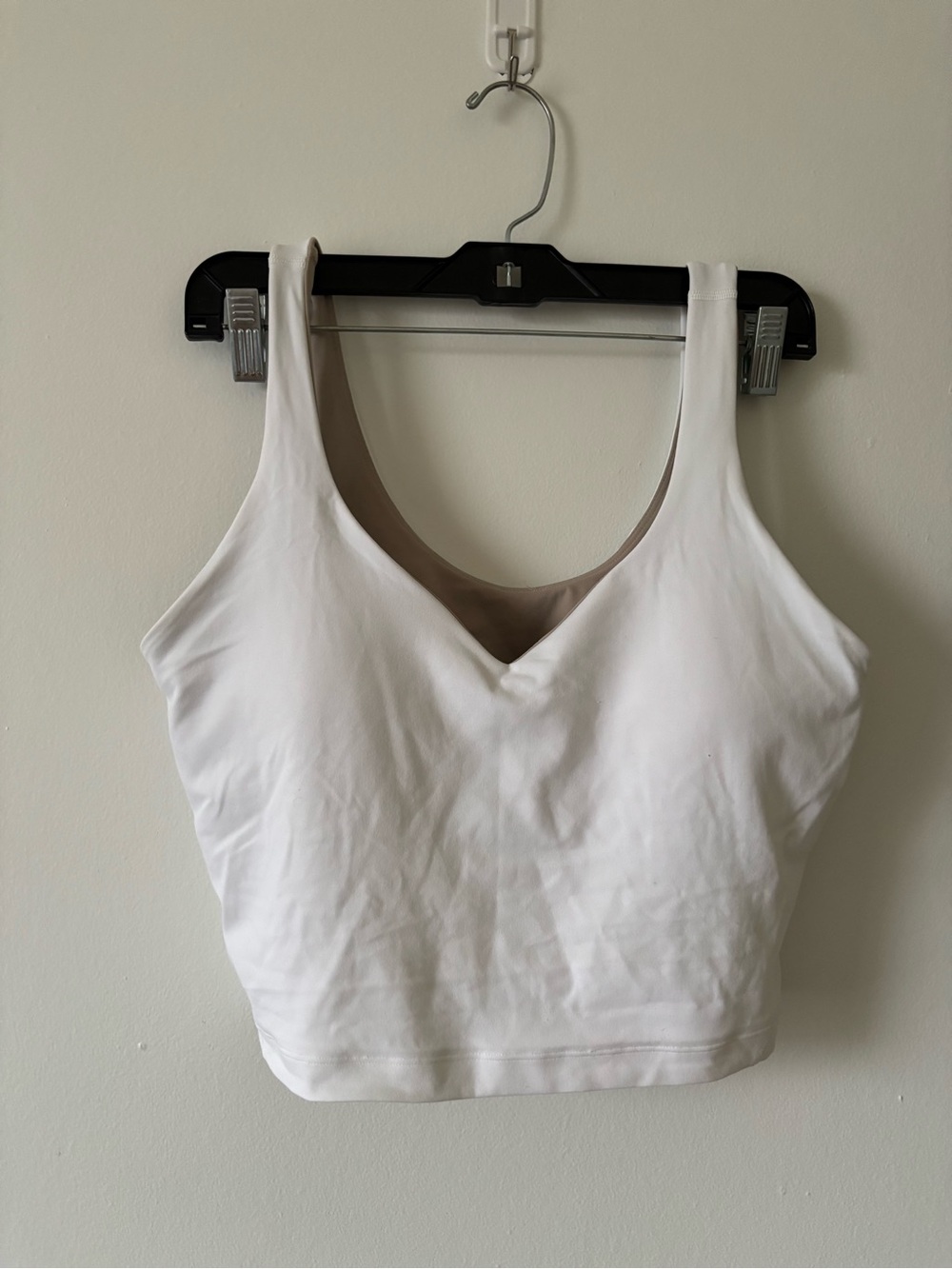 lululemon athletica White V-Neck Longline Crop Sports Bra
